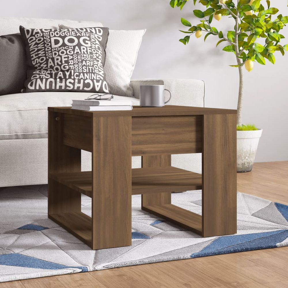 Vidaxl Konferenčný stolík, hnedý dub, 55,5x55x45 cm